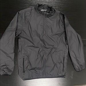 Nike Black Windbreaker Jacket with Quarter-Zip and Mock Neck